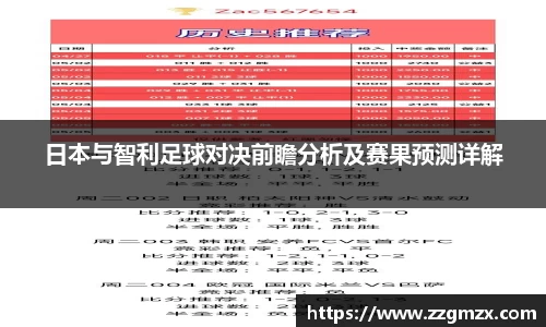 日本与智利足球对决前瞻分析及赛果预测详解